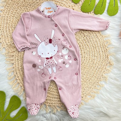 Macacão Malha Trape Zape - Coelhinha Adoro Frutas - Rose